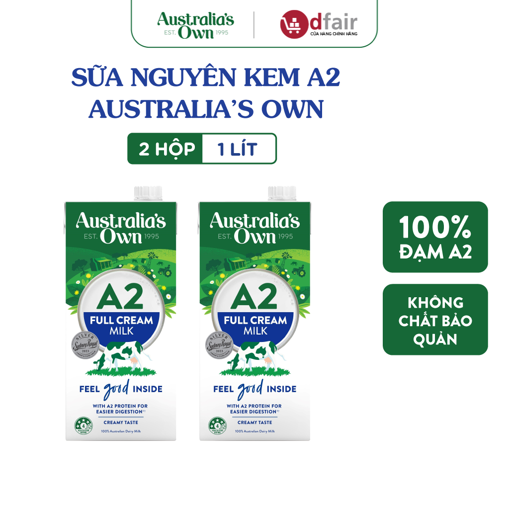 Combo 2 Sữa tươi tiệt trùng Australia's Own A2 1L