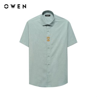  Owen - Áo sơ mi ngắn tay Slim Fit AS250061N màu Xanh lá nhạt chất liệu Spandex 