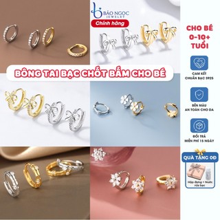  Bông tai bạc cho bé  Tổng hợp mẫu  S925 Khuyên tai chốt bấm cho bé dễ thương an toàn không ngứa-THM 