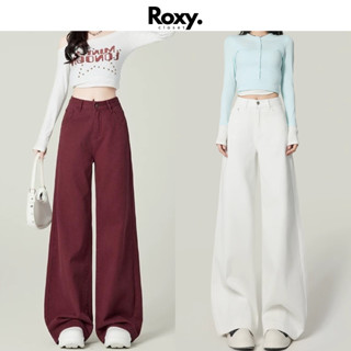 Quần jeans nữ kaki trắng form rộng dài chùm phủ chân, quần jean KAKI ống suông rộng cạp cao Hàn Quốc Q7767