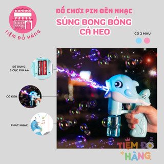 [Tặng 3 Cục Pin] Súng Đồ Chơi Bắn Bong Bóng Xà Phòng Hình Cá Heo Có Đèn Và Nhạc Cho Bé