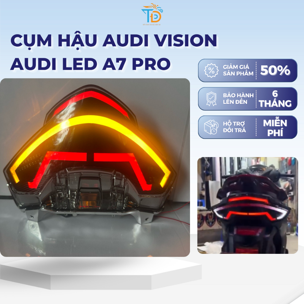 Cụm hậu Audi vision Audi led A7 pro lắp cho vision từ 2021-2025 lắp đặt để dàng Bảo hành 6 tháng