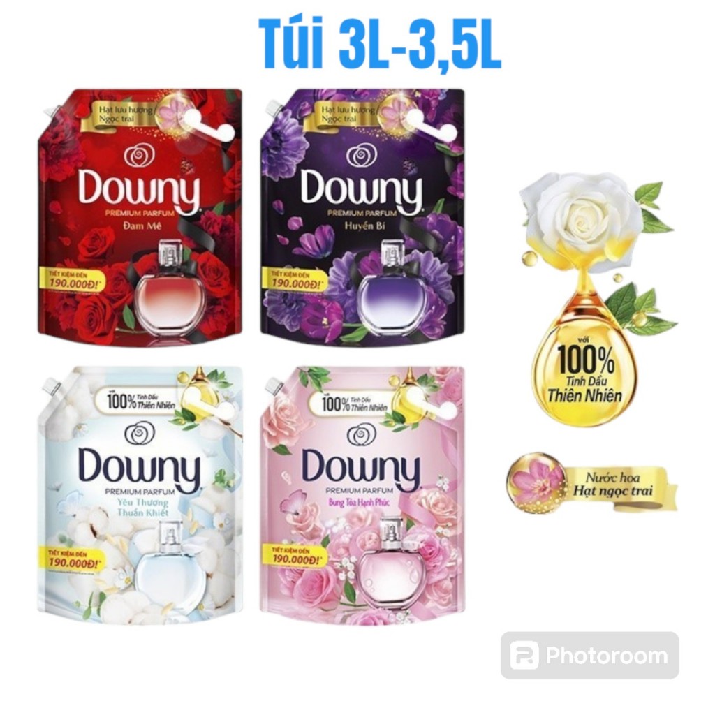 Nước xả vải Downy 3L/Túi hương Nước Hoa Cao Cấp Đam Mê/ Huyền Bí/ Nắng Mai
