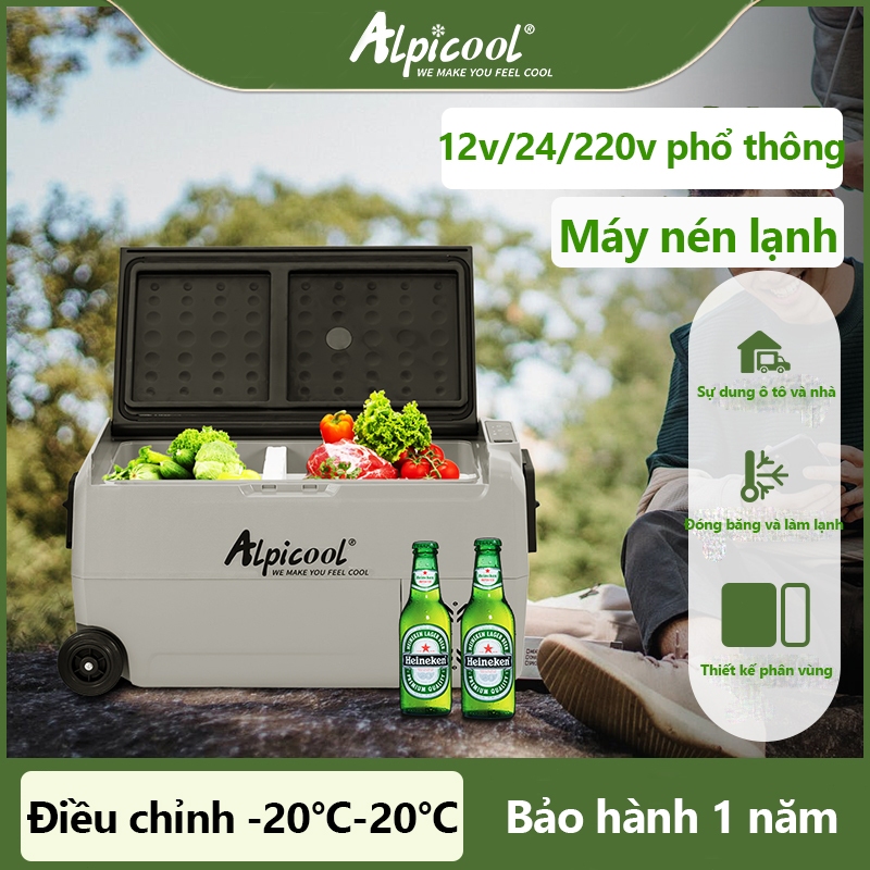 Alpicool 36L/50L/60L Car Home Dual-use Refrigerated 12v/24V tủ lạnh nhỏ trên ô tô cắm trại tủ lạnh ô