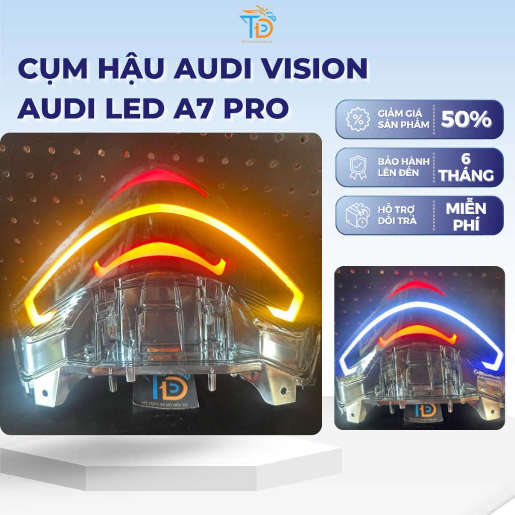 Cụm hậu Audi vision Audi led A7 pro lắp cho vision từ 2021-2025 lắp đặt để dàng Bảo hành 6 tháng