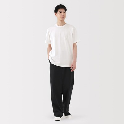 MUJI Áo Thun Nam Vải Washed Sợi Dày Tay Ngắn