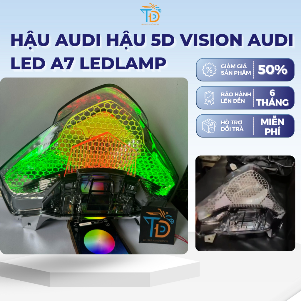 Cụm hậu Audi hậu 5D vision Audi led A7 ledlamp chỉnh app lắp cho vision từ 2021-2025 lắp đặt để dàng