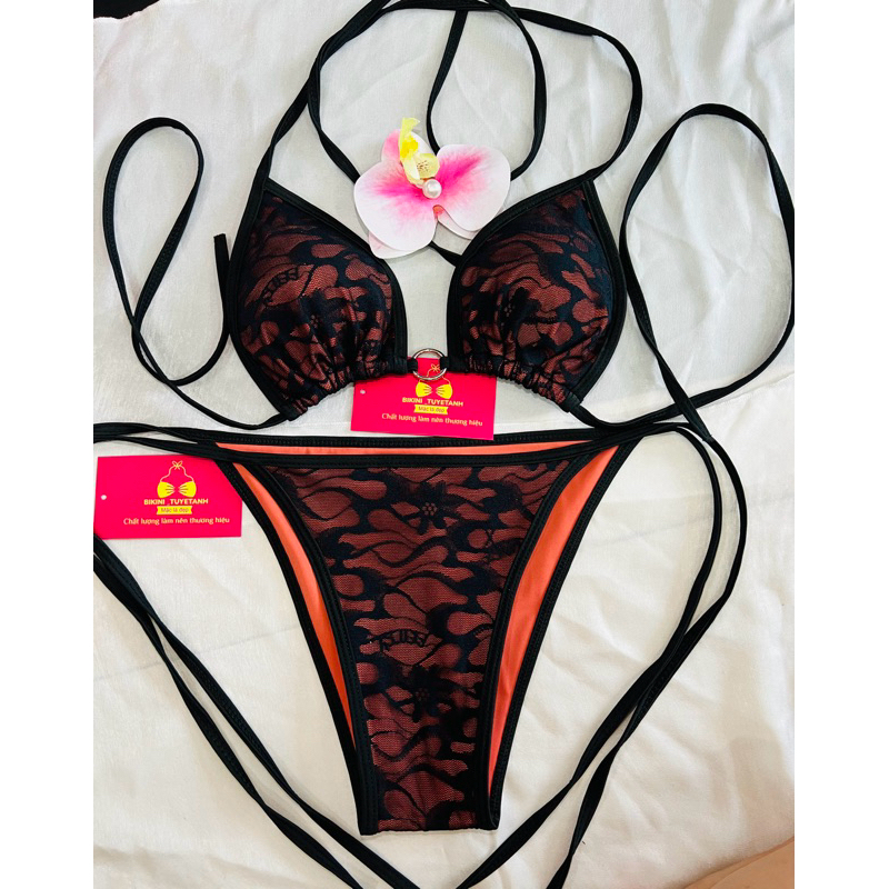 Bikini áo tắm 3 mảnh tam giác bassi phối lưới cao cấp ( sẵn hàng ) | BigBuy360 - bigbuy360.vn
