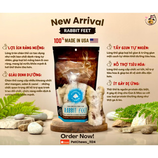 (6/bag) Natural Air-dried Rabbit Feet for Dog & Cat: CHÂN THỎ Hữu Cơ Sấy Khô cho Cún & Mèo