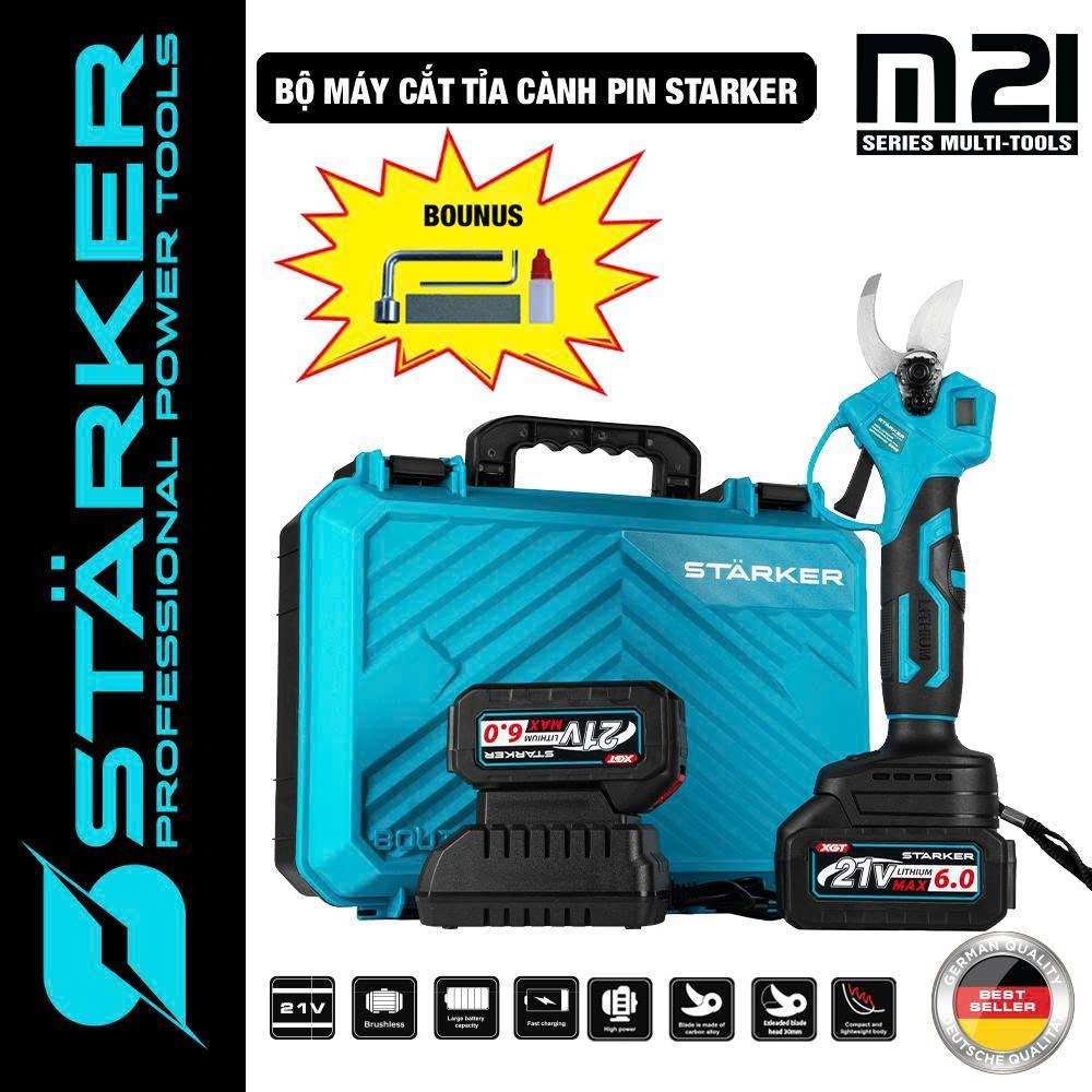 Kéo Cắt Cành Pin STARKER Động Cơ Không Chổi Than - Dùng Chung Chân Pin MAKITA - Bảo Hành 6 Tháng Toà