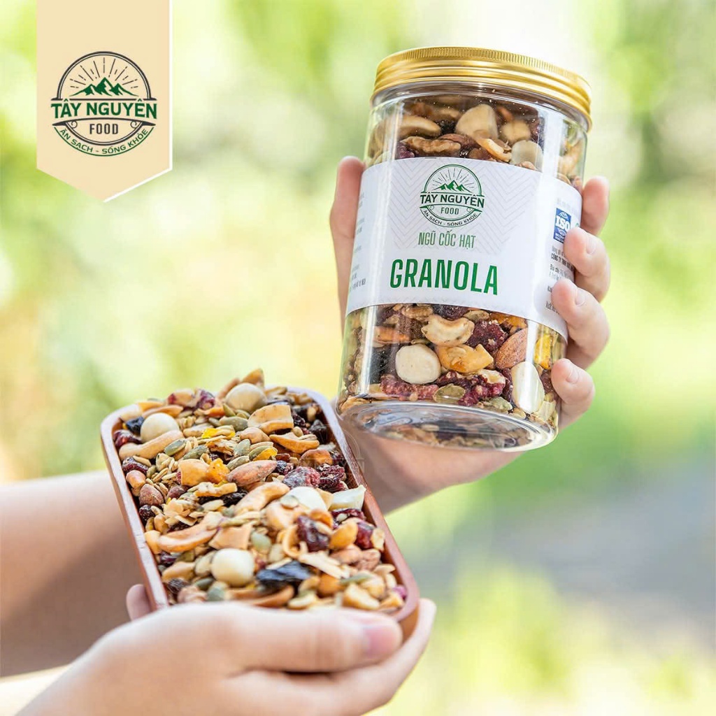 ✅️Tây Nguyên Food Granola Sấy Mật Ong Không Đường 10% Yến Mạch- Ngũ cốc dinh dưỡng ăn kiêng giảm cân