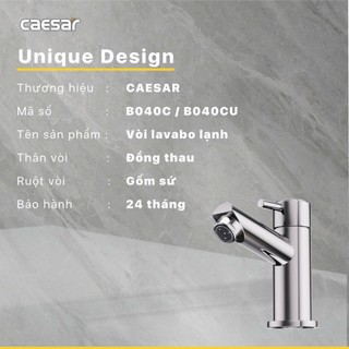 Vòi Chậu Lavabo Lạnh B040C - CAESAR (Hàng Chính Hãng)