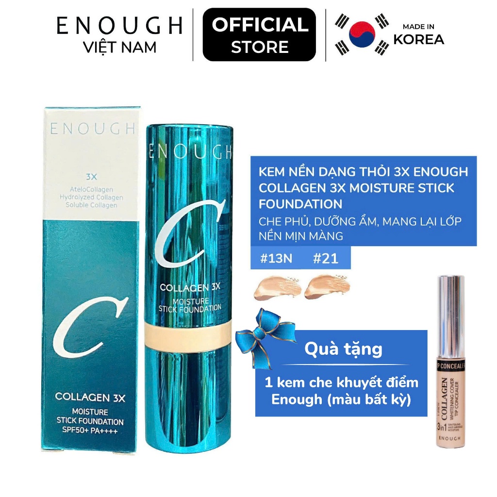 Kem nền dạng thỏi 3X Enough Collagen 3X Moisture Foundation SPF15