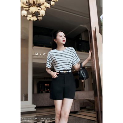 Áo Thun Nữ MY WAY Ngắn Tay Kẻ Ngang Sang Trọng 6MAT2254