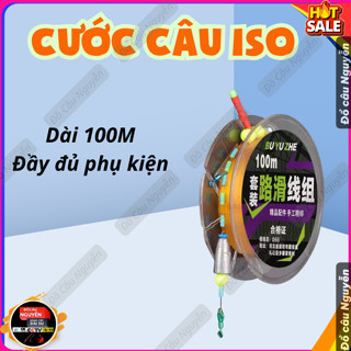  Cước trục câu ISO 100M  chỉ dùng cho cần máy buộc sẵn đầy đủ chân cắm phao và chì neo trục neo thẻo 