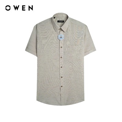 Owen - Áo sơ mi ngắn tay Regular Fit AR250112NT màu Nâu nhạt chất liệu Nano