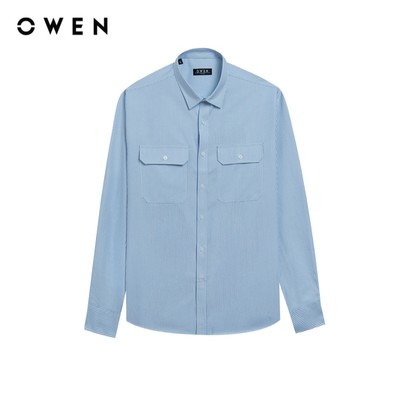 Owen - Áo sơ mi dài tay J-Form AJ250007DT màu Xanh nhạt chất liệu Oxford