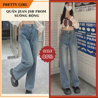 Quần Jean Nữ Ống Suông Rộng Màu Retro, Quần Jean Nữ Retro Pretty Girl Năng Động, Trẻ Trung