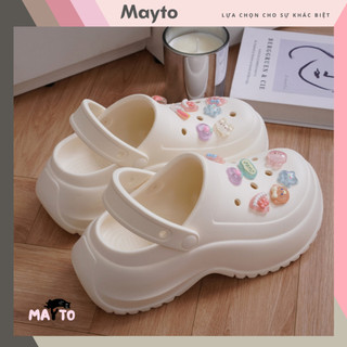  Dép nữ dép sục Mayto đế cao 7cm V3 form gọn kèm 14 charm Pizza Hàn quốc kiểu sandal quai hậu CS-161 