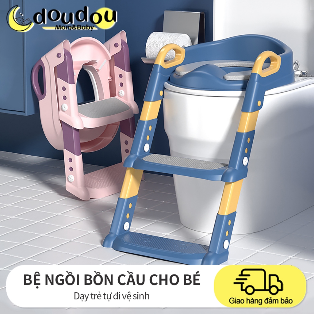 thang bô vệ sinh cho bé, bồn cầu cho bé, có thang và tay vịn chắc chắn, gấp mở gọn gàng