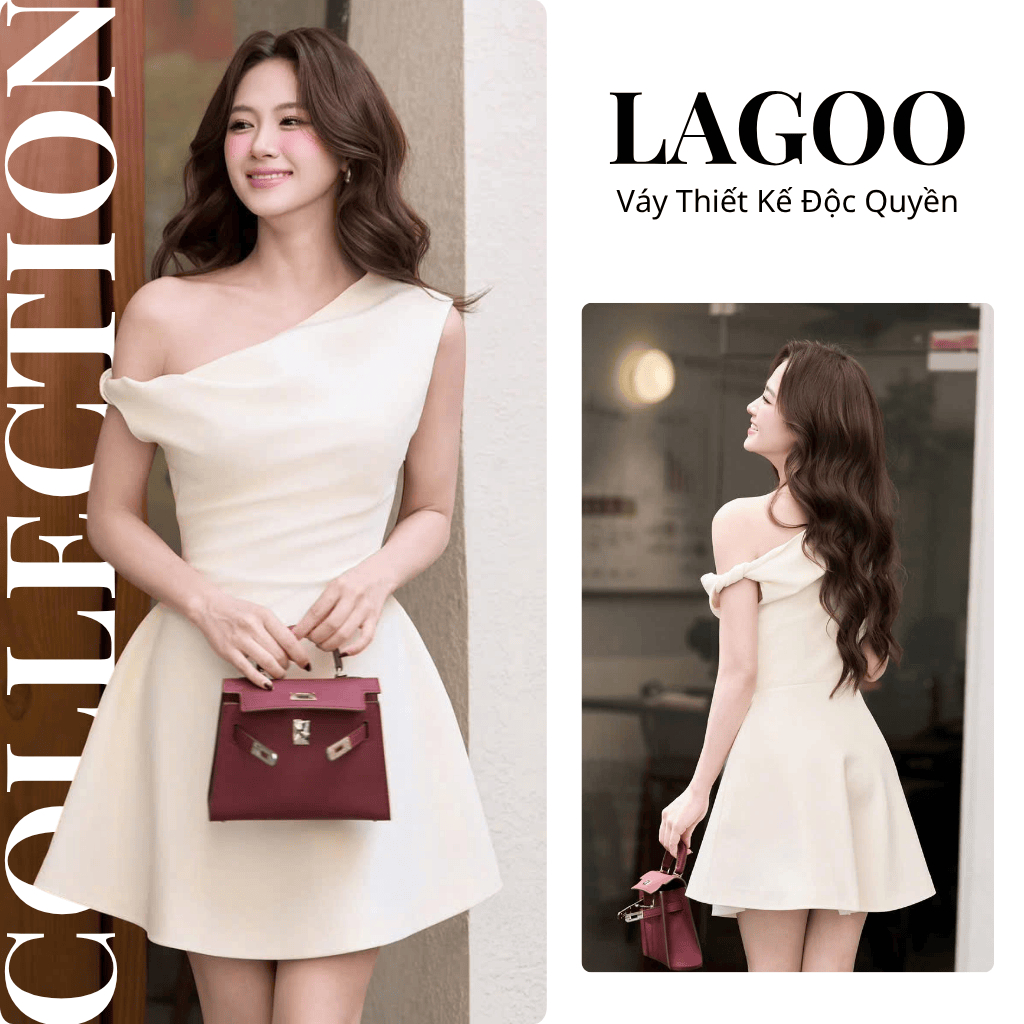 Váy Myra Thiết Kế Lệch Vai Sang Chảnh Điệu Đà, Đầm Ngắn Mặc Đi Chơi Đi Dự Tiệc Xinh Xắn Lagoo | BigBuy360 - bigbuy360.vn