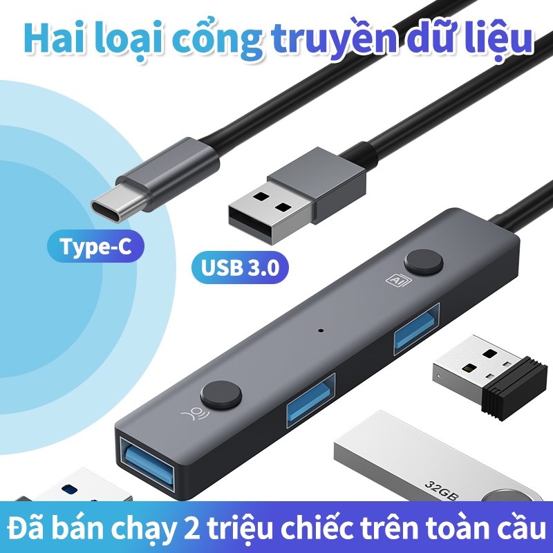 Bộ chia USB / Type-C Giọng Nói VENFISH AI, Hub USB, Hub Type C, Bộ cổng chuyển đổi, Bộ chia cổng USB | BigBuy360 - bigbuy360.vn