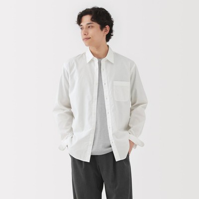 MUJI Áo Sơ Mi Nam Vải Broadcloth Tay Dài