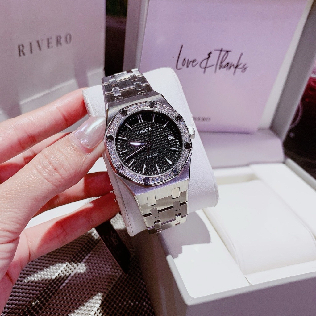 Đồng hồ nữ Amica dây kim loại, kích thước 34mm