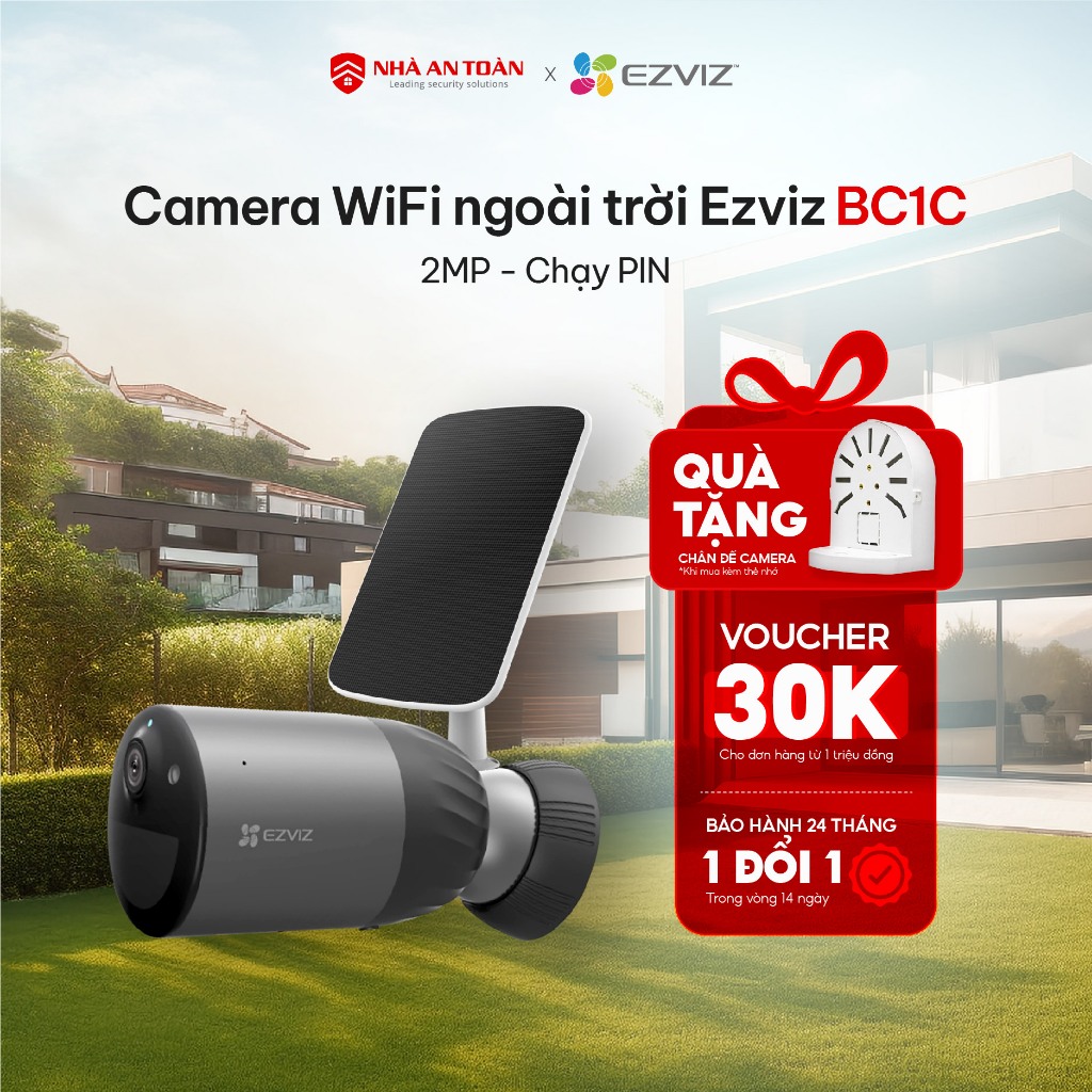 Camera Không Dây EZVIZ BC1C - Camera Pin Sac 210 Ngày, Có Màu, Chống Nước IP66, Chỉnh Giọng Nói