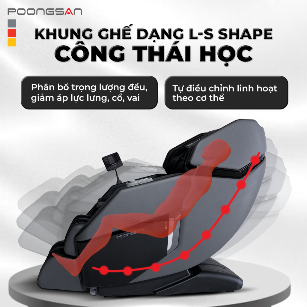 [CÔNG NGHỆ AI] Ghế Massage POOONGSAN MCP-130 Công Thái Học Điều Khiển Giọng Nói Massage 4D Scan Body