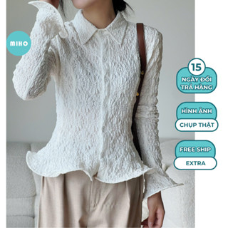 Áo Sơ Mi Dáng Vừa Chất Liệu Xốp, Áo Somi Kiểu Uốn Sóng Điệu Đà Miho House