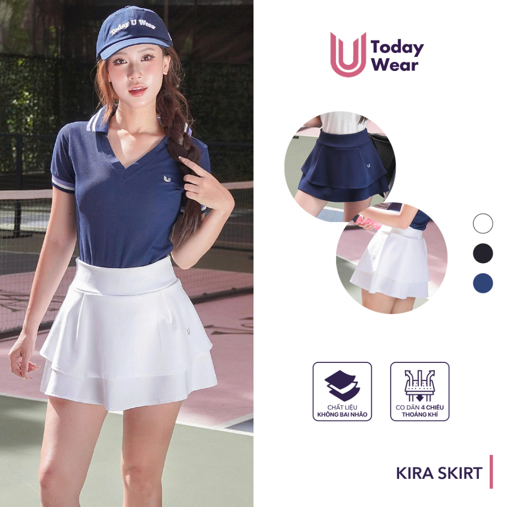 [Xả Hàng Giá Sốc] Chân váy ngắn thể thao Kira Skirt Today U Wear có bảo hộ dáng xoè hai tầng chơi cầu lông tennis chạy b | BigBuy360 - bigbuy360.vn