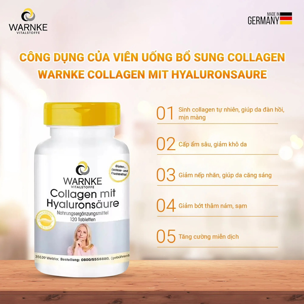 Viên colagen Warnke Đức hộp 120viên