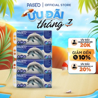   PASEO  Combo 4 Lốc Giấy Vệ Sinh Dolphin 10 Cuộn 4 Lớp In Hoa Văn Độc Đáo Mềm Dai Tan Nhanh Trong Nước 