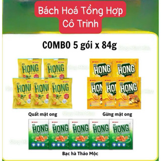   COMBO 5 gói x 84g  Kẹo HỌNG Orion vị Quất  Gừng mật ong  Bạc Hà thảo mộc_Gói 84g. 