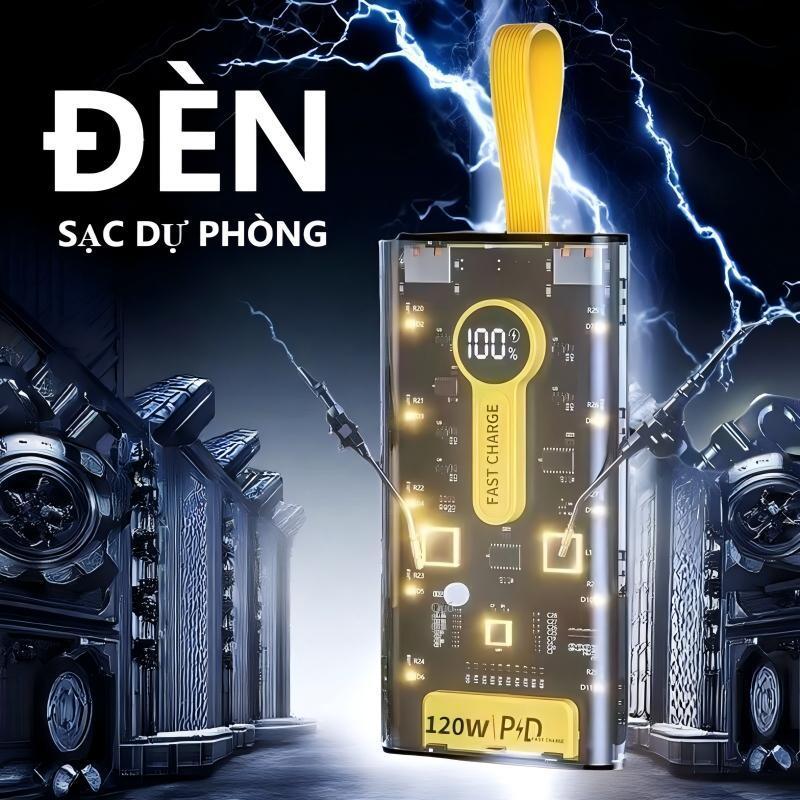  Sạc dự phòng 50000mAh 30000mah sạc nhanh 120W pin dung lượng lớn có dây cắm nhiều điện thoại 