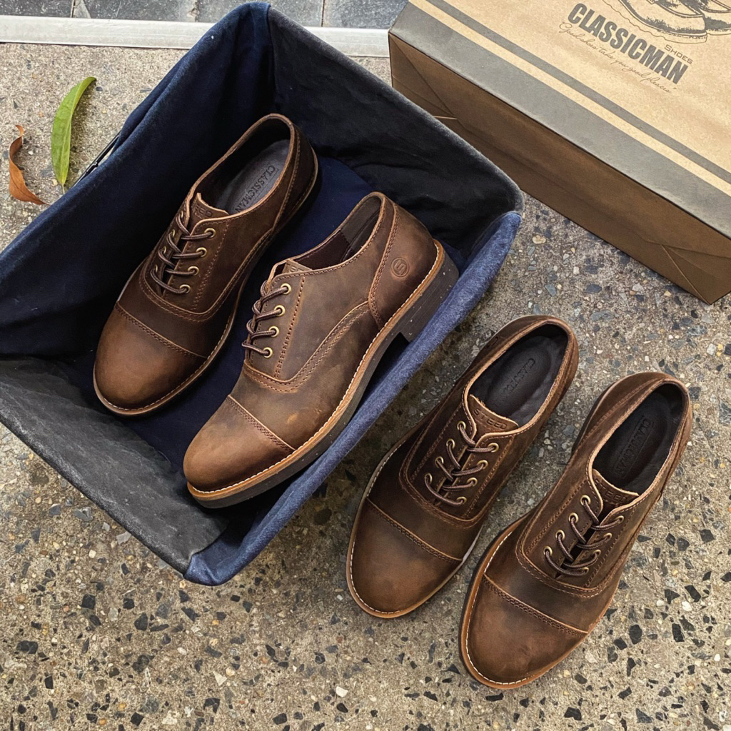 [GIÀY OXFORD] Logan Oxford Captoe da bò sáp ngựa điên chính hãng