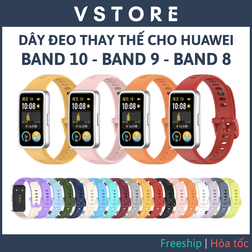 Dây đeo Huawei Band 10 Band 9 Band 8 đầu gài KIM LOẠI chắc chắc đủ màu VSTORE HCM
