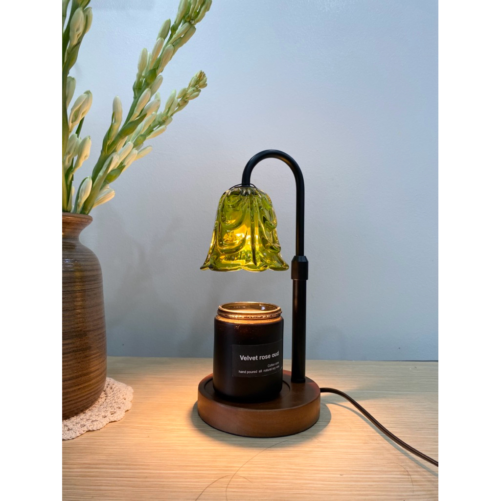 Đèn Đốt Nến Thơm Chụp Thuỷ Tinh, Đế Gỗ, Mã Sản Phẩm 020 | BigBuy360 - bigbuy360.vn