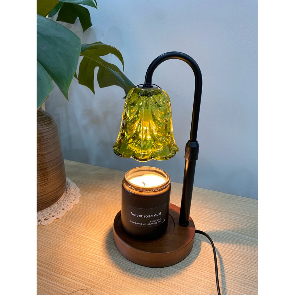 Đèn Đốt Nến Thơm Chụp Thuỷ Tinh, Đế Gỗ, Mã Sản Phẩm 020 | BigBuy360 - bigbuy360.vn