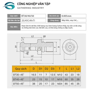 Đuôi chuột lắp BT30-BT40 góc 45-60-90 độ, đuôi rút, pull stud