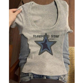 Áo Thun Babytee Cổ U Ôm Body In Họa Tiết Y2K Chất Thun Cotton