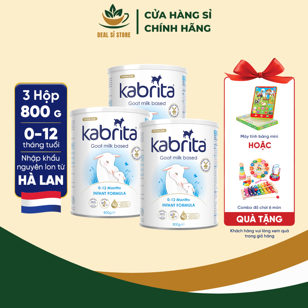 [CÔNG THỨC MỚI] Combo 3 Sữa dê Kabrita số 1 cho trẻ - Lon 800g