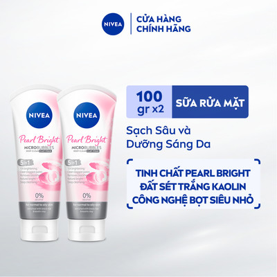 Bộ 2 Sữa Rửa Mặt NIVEA Pearl Bright Ngọc Trai Đất Sét Dưỡng Trắng (100 g) - 81273x2