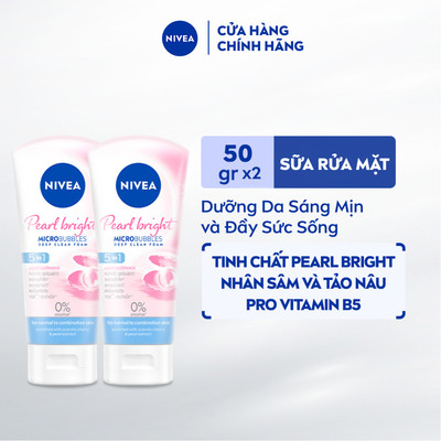 Bộ 2 Sữa Rửa Mặt NIVEA Pearl White Giúp Trắng Da Ngọc Trai (50 g) - 86704x2