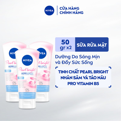 Bộ 3 Sữa Rửa Mặt NIVEA Pearl White Giúp Trắng Da Ngọc Trai (50 g) - 86704x3