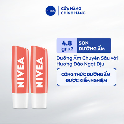 Bộ 2 Son Dưỡng Ẩm NIVEA Sắc Cam Hương Đào Peach Shine (4.8 g) - 85031x2