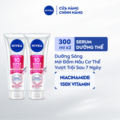 Bộ 2 Serum Dưỡng Thể NIVEA 10 Super Vitamins & Skin Foods Sáng Da | Mờ Thâm Sau 5 Ngày (300 ml) - 93824x2