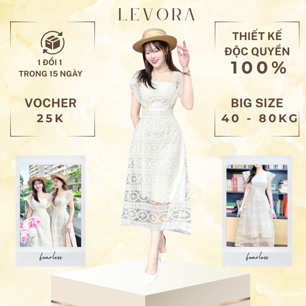 Đầm ren trắng dáng xoè tôn dáng Chất vải ren cao cấp thoáng mát  Váy dạo phố tiểu thư sang chảnh  LE