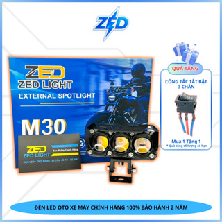 Đèn Trợ Sáng Bi Cầu M30 ZEDLIGHT - 60W Cos Vàng Pha Trắng, Lắp Xe Tải,Oto,Xe Máy, Chống Nước IP68, Phá Sương Mù